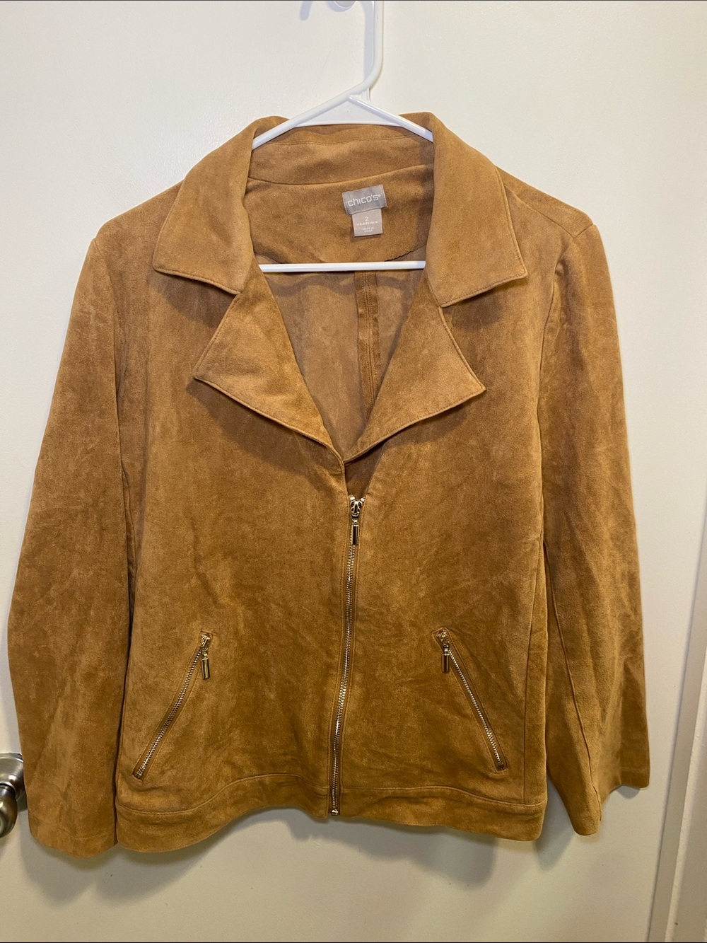 Chico's Suede Zip Jacket - Camel Brown